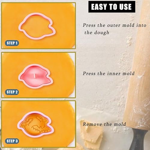 8 Pcs Halloween Cookie Cutters Set Baking Molds 3D Halloween Press type Cookie Cutter for Baking, Fondant, Cheese, and Pastries