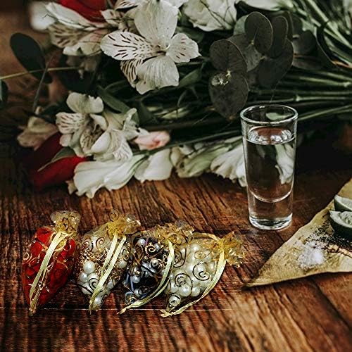 Staruby Organza Gift Bags 100pcs Gold Sheer Bag 3x4 Inch Mesh Favor Bags
