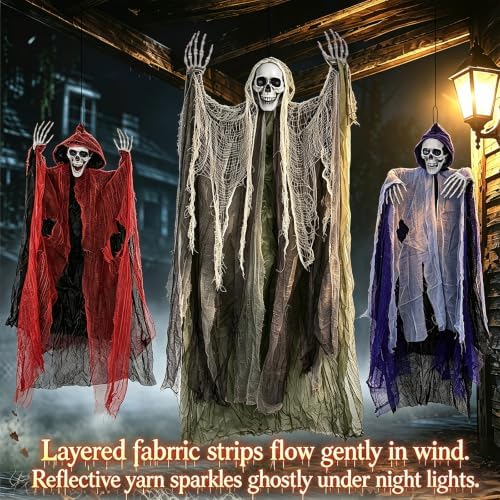 3 Pack Hanging Skeleton Ghosts Halloween Decorations Outdoor Yard Decor