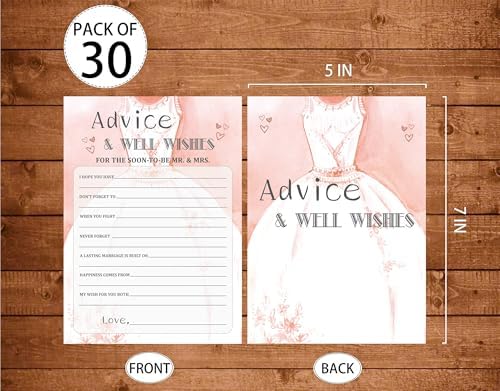 Bridal Shower Games, Wedding Games, Advice And Well Wishes Engagement Bachelorette Party Game, Bridal Shower Decorations, 30 Cards Per Set (Suit021)
