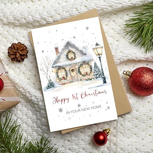 Christmas New Home Card, Funny Xmas Housewarming Gifts for Men and Women, First Christmas in Your New Home Cards, Holiday Congratulations on Your New House Cards