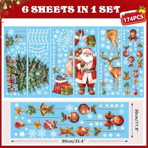Christmas Window Clings Cute Large Christmas Stickers Decorations