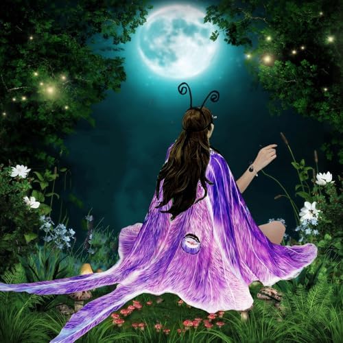 Halloween Butterfly Wings Costume for Womens, Moth Wings Butterfly Cape Adult Costume with Mask & Headband(3pcs)