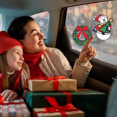 12 Pack Christmas Window Clings Stickers for Glass - Xmas Decor Vinyl Decal