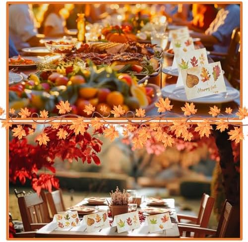 Motiskyy 100 Pcs Maple Leaf Greeting Cards with Envelopes for Thanksgiving