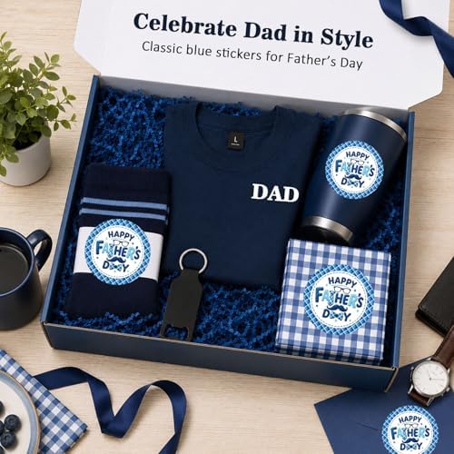 Father’s Day Stickers 60 Pcs, Happy Fathers Day Stickers for Gift Wrapping Cards Envelopes Treat Bags, Best Dad Ever Round Labels for Father’s Day Supplies Family Party Decorations