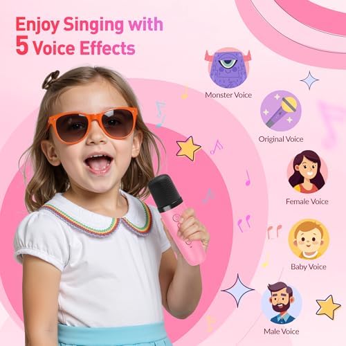 Mini Karaoke Machine,Portable Bluetooth Speaker with 2 Wireless Microphones