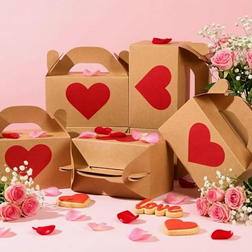 Colarr 48 Pcs Valentine's Gift Boxes with Handle 5.9 x 3.5 x 3.5 Inch