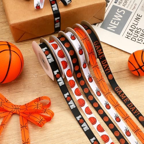 DECYOOL Basketball Ribbon, 3/8" Width 60 Yards Sports Grosgrain Ribbon