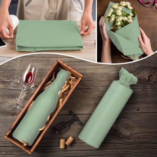 100 Sheets Sage Green Tissue Paper 14 x 20 Inches Sage Green Wrapping Paper Bulk for Weddings Birthday DIY Project Christmas