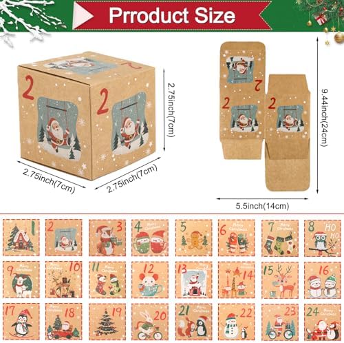 ONESING 24 Pcs DIY Christmas Advent Calendar Boxes for 2026, 24 Days Countdown Calendar Gift for Adults and Kids Christmas Kraft Cardboard Number Boxes Make & Fill Your Own Advent Calendar Boxes