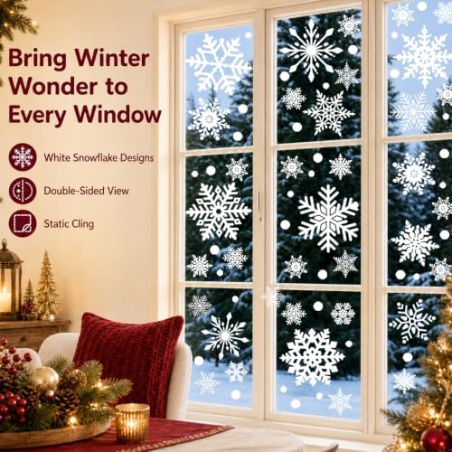 Christmas Window Clings for Glass Windows, Snowflakes Christmas Decorations
