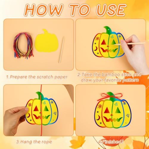JULMELON 36 Pcs Fall Thanksgiving Scratch Art Crafts for Kids Party Favors