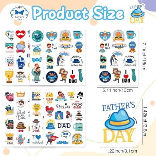 Fathers Day Stickers, 312Pcs Happy Fathers Day Stickers, Dad Stickers, Dad Day Gifts, Vivid Self-Adhesive Label Decals for Envelope Seal Cards Boxes Gift Wrap Mothers Day Party Favors Decorations