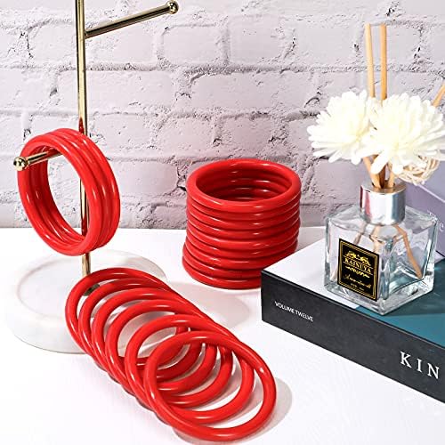 Meooeck 48 Pcs Ring Toss Rings 2.9" Red Plastic Carnival Party Game