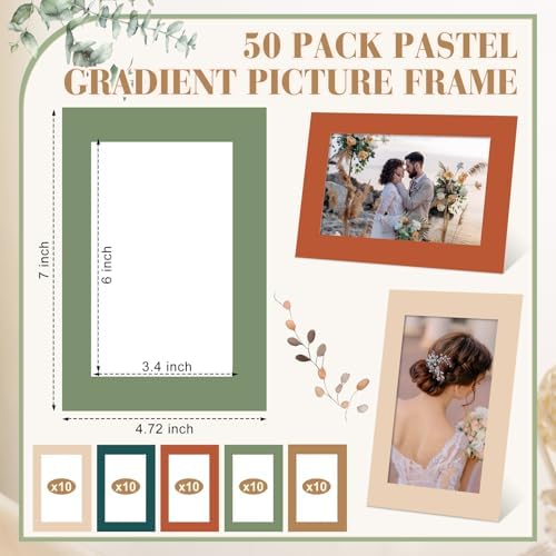 AmazingSpark 50 Pcs Paper Photo Frames 4x6 Bulk with Stands, Boho