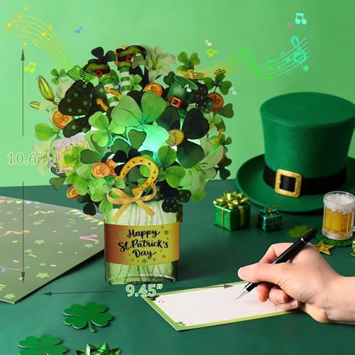 St Patricks Day Cards, Pop Up Musical Lights Up Happy Saint Patrick’s Card