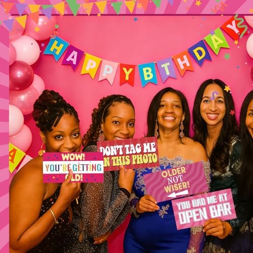 Beeveer 24 Designs Funny Birthday Photo Booth Props Double Sided Signs