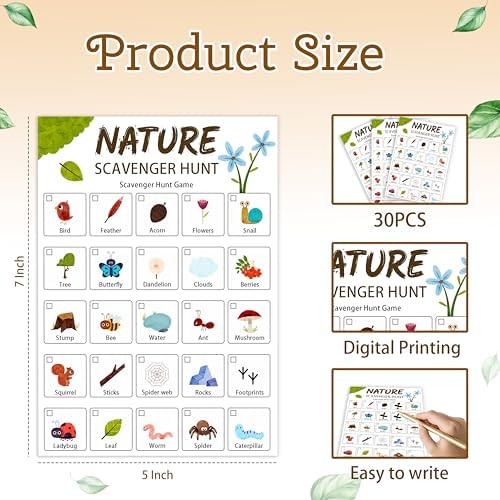 Nature Scavenger Hunt Card for Road Trips and Camping