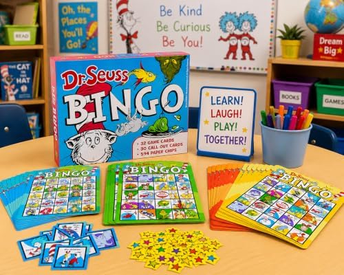 Fun Express Dr. Seuss Bingo Game Set - 32 Cards, Ages 4-8