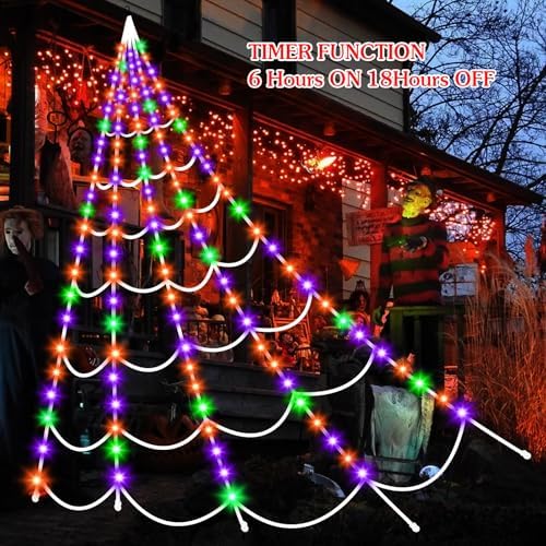 Light Up Halloween Spider Web: Halloween Decoration Outdoor LED Giant Web