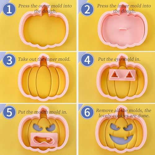 10 Pcs Mini Pumpkin Face Cookie Cutters DIY 3D Halloween Cookie Stamps