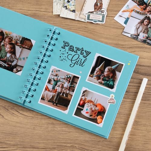 potricher 7 x 7 Inch Small DIY Scrapbook Photo Album 40 Pages, Blue