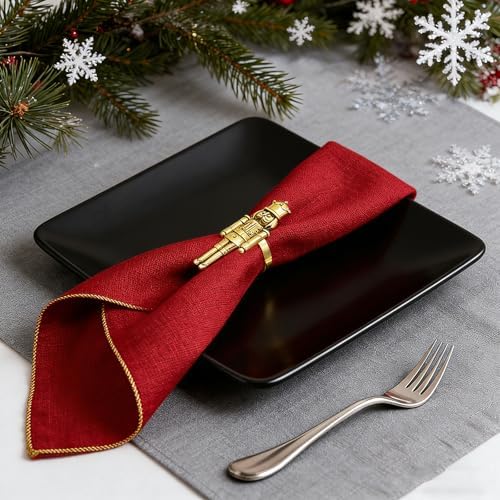 Christmas Napkin Rings Set of 12 for Xmas New Year Party Decor