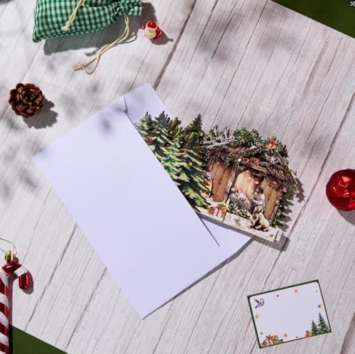 Musical 3D Pop-Up Christmas Card with LED Lights – Plays “Joy to The World”, Holy Night Scene with Baby Jesus, Mary and Joseph, LED Holiday Greeting Card with Envelope & Note Card