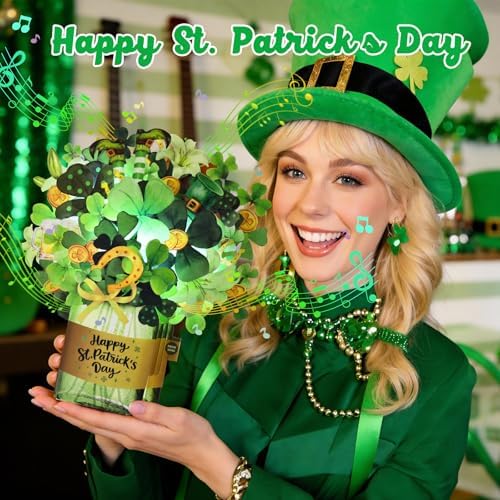 St Patricks Day Cards, Pop Up Musical Lights Up Happy Saint Patrick’s Card
