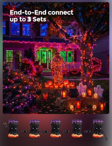 40FT Purple Orange Mini String Lights Halloween Decor for Party Decorations