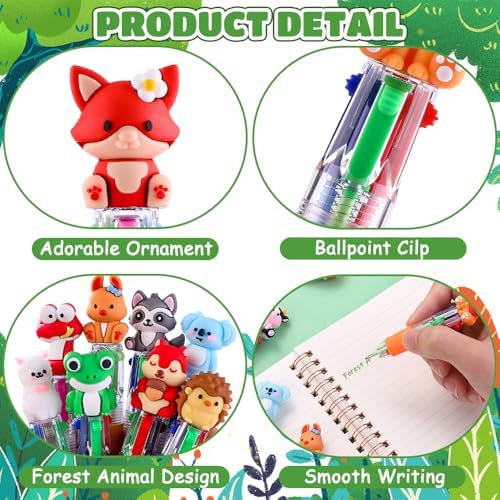 36PCS Mini Animal Pens Multicolor 4-in-1 Bulk Cute Pens for Party Favors