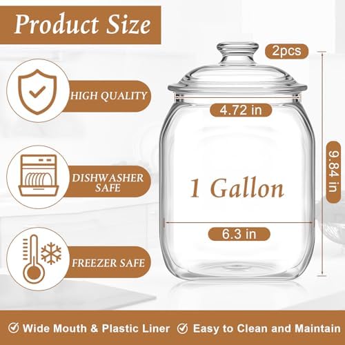 Suclain 2 Pack Acrylic Cookie Candy Jar with Lid, 1 Gallon
