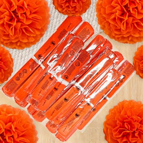 Recosis Orange Party Decorations, 18 Pcs Paper Pom Poms Decorations