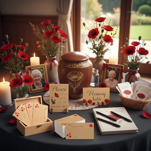 Gilprop 112 Pcs Share a Memory Cards for Celebration of Life, Poppy