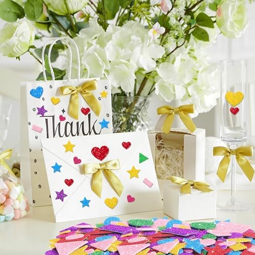 Foam Stickers, 870 PCS 3D Glitter Foam Geometric Shape Stickers, 7 Colors