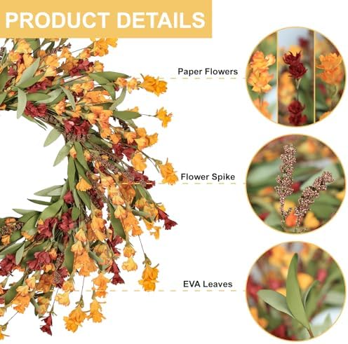 Artgar Fall Wreath, 24 Inch Fall Wreaths for Front Door