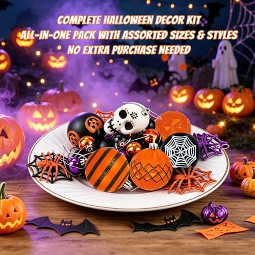 100 Pcs Halloween Ornaments for Tree Decorations, Shatterproof