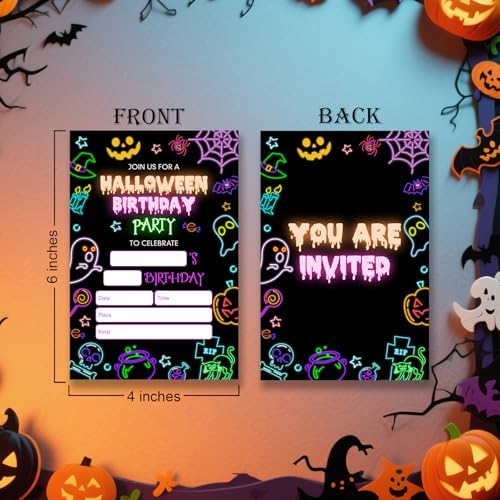 Dumyum 20 Halloween Birthday Invitations with Envelopes