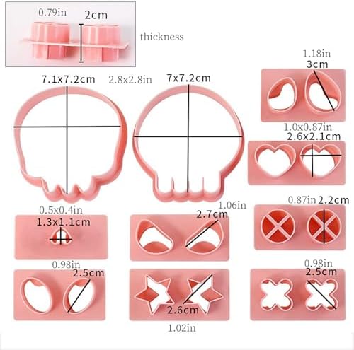 10Pcs DIY Skull Cookie Cutters Halloween Mix Match Face Embossing Molds