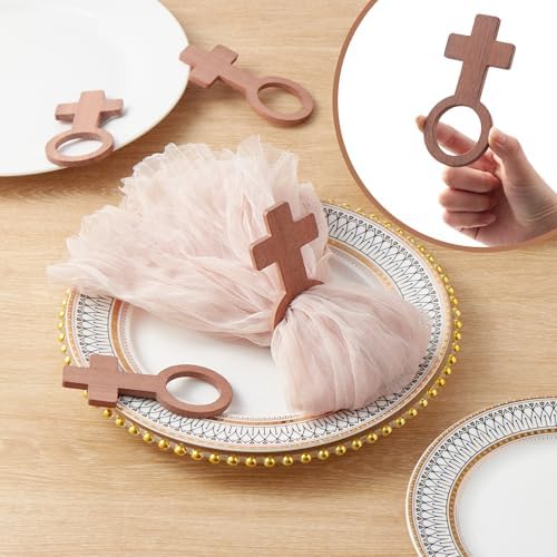 APTWOW Wooden Easter Napkin Rings Set of 12 - Christian Cross Napkin Holder, Spring Farmhouse Napkin Rings for Birthday Wedding Party Banquet Table Decor