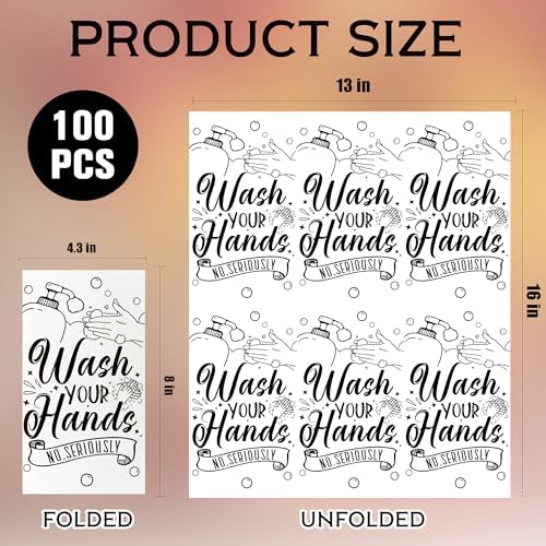 100 Pack Wash Your Hands Disposable Hand Towels for Bathroom Paper Towels for Guests Etiquette Guest Dinner Napkins Decorative Paper Hand Towels for Bathroom Wedding Birthday Anniversary