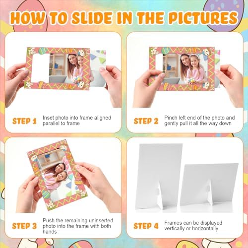AmazingSpark 50 Pack Easter Paper Picture Frames Photo Cards 5 Designs