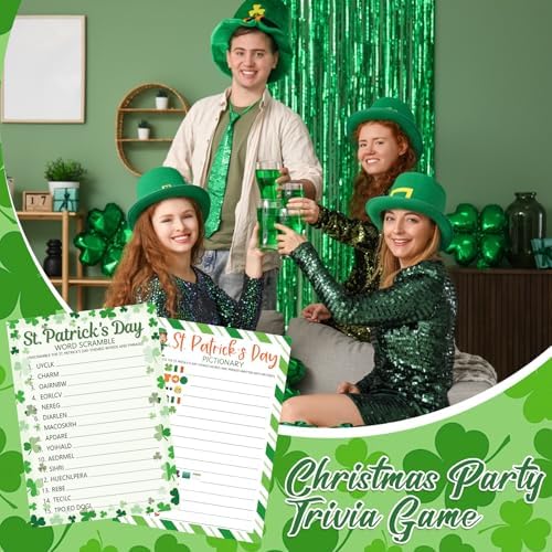 COCHIE St. Patrick's Day Party Games for Adults Family Office Large Groups, Saint Patrick Words Pictionary Game, Riddle Games, Word Scramble Game Classroom Activities - Answer Key (St. Patrick's)