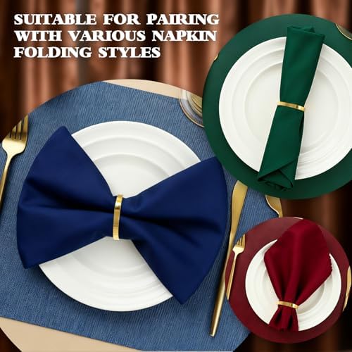 200 Pcs Gold Napkin Rings Bulk, Round Napkin Rings Buckles