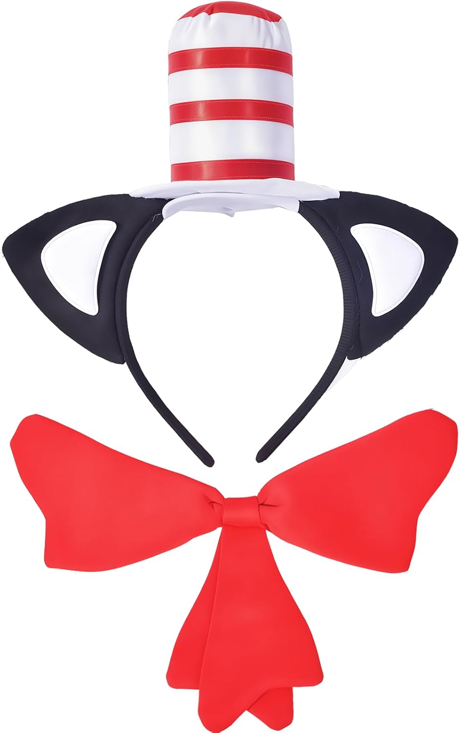Halloween Red and White Striped Stovepipe Top Hat for Dress Up Adults Women