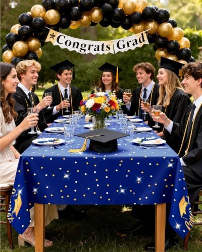Pureegg Graduation Decorations 2026 Plastic Tablecloth, Black