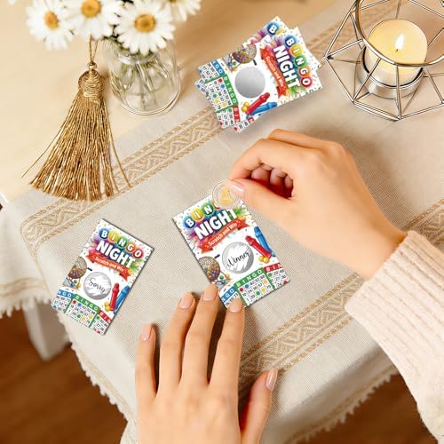 TOUNER 50Pcs Bingo Night Scratch Off Game Cards, Game Night Scratch Cards for Bingo Birthday Christmas Holiday Party Baby Bridal Shower Lottery Prize Raffle Tickets Favors Business Promotion