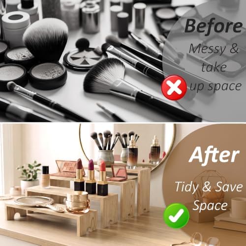 2 Set Wooden Cupcake Stand for Decor, 4 Tiered Display Risers