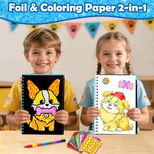 FUNNYB&G Foil Art Craft Kit for Kids, Sparkly Birthday Gift Toy for Kids